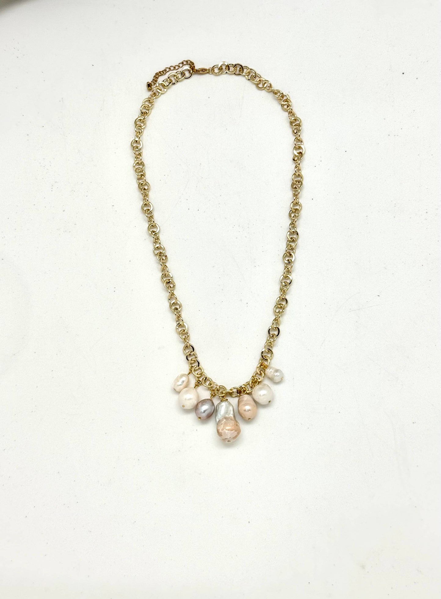 Necklace Baroque&Asst.Freshwater Pearls,Gold Link 18”w/2”ext