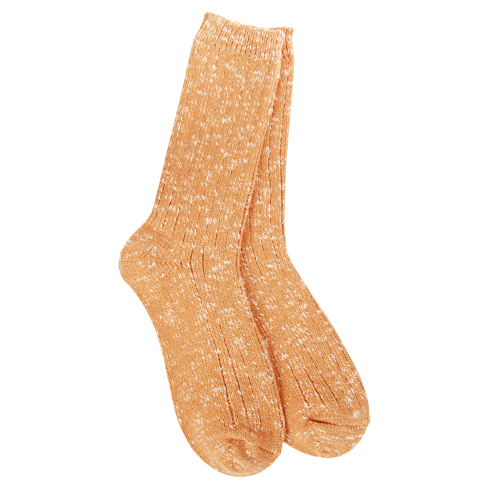 Weekend Cotton Slub Marled Crew - Orange