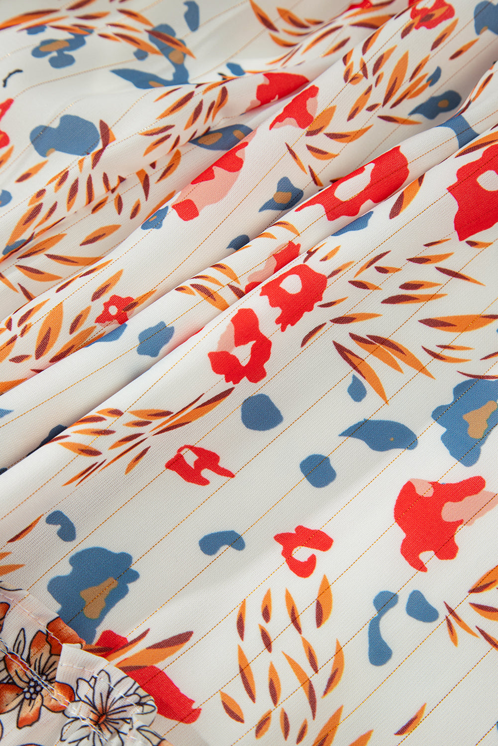 PLUS SIZE Khaki Frill Tiered High Waist Floral Dress