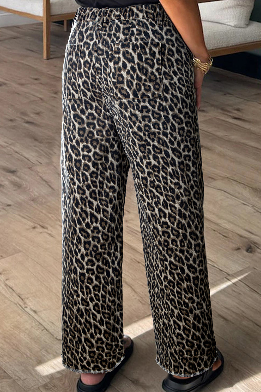 Yellow Leopard Straight Loose Leg Jeans