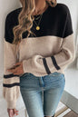 Parchment Colorblock Striped Sleeve Detail Knit Sweater
