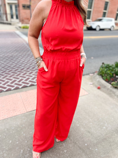 Halter Mock Neck Jumpsuit