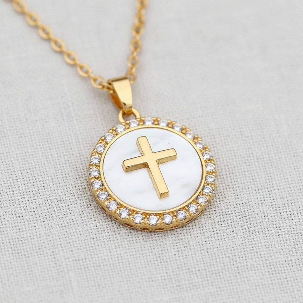 Round Cross Crystal Necklace