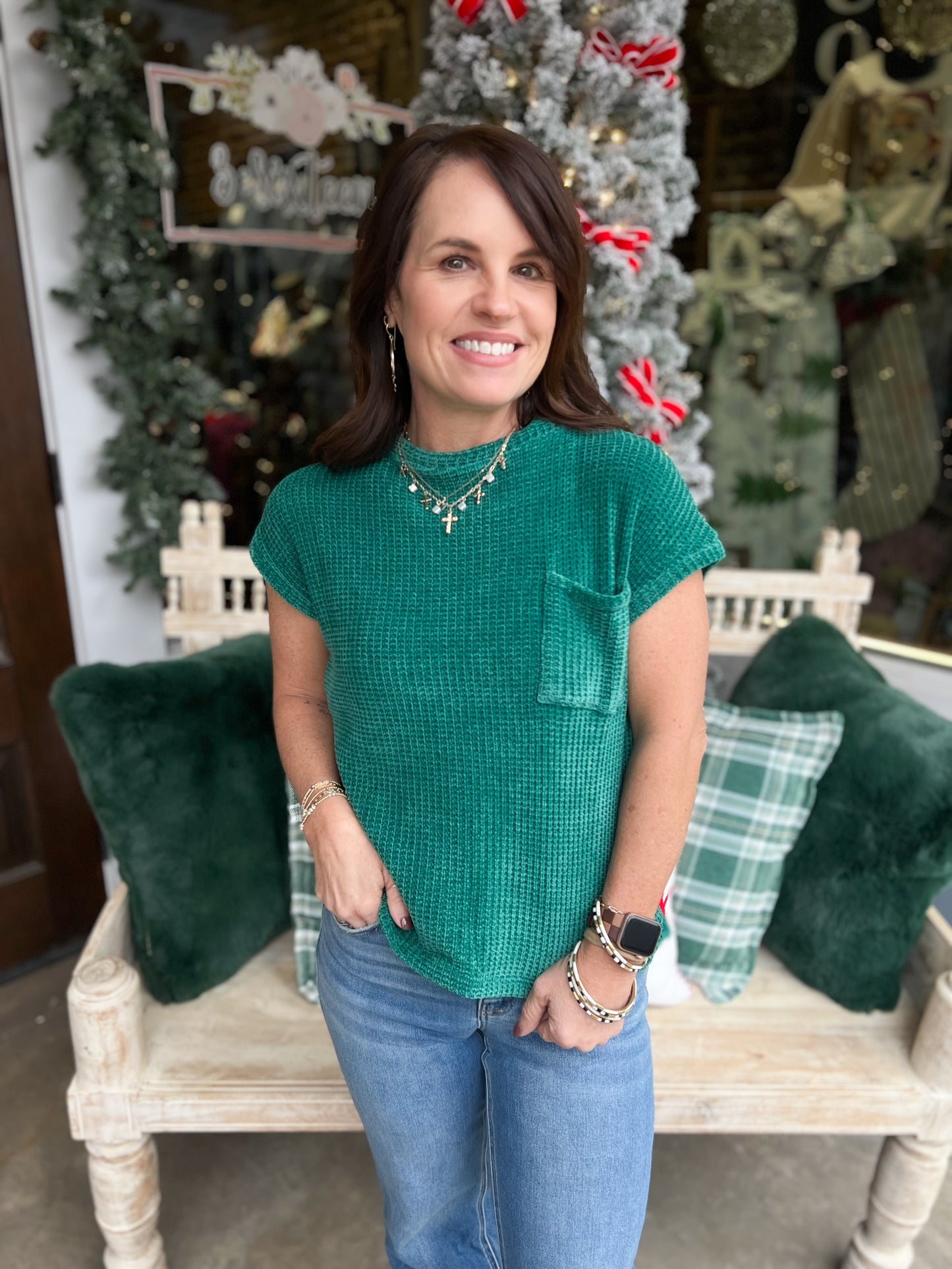 Chenille Short Sleeve Sweater