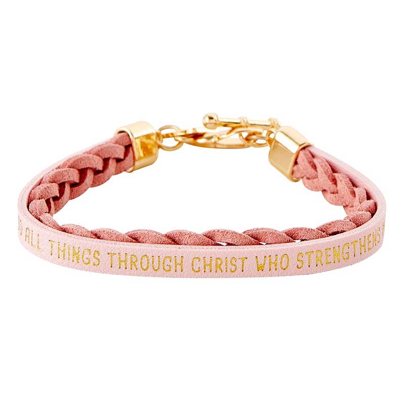 Wrapped In Love Philippians 4:13 - Pink Braided Bracelet