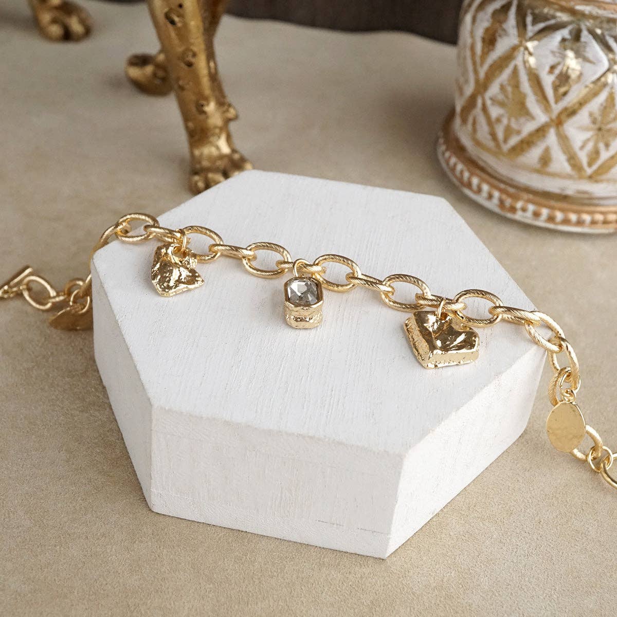 Brilliant Bond – Statement Chain Bracelets with Reflective Crystals: Double strand - Clear crystals