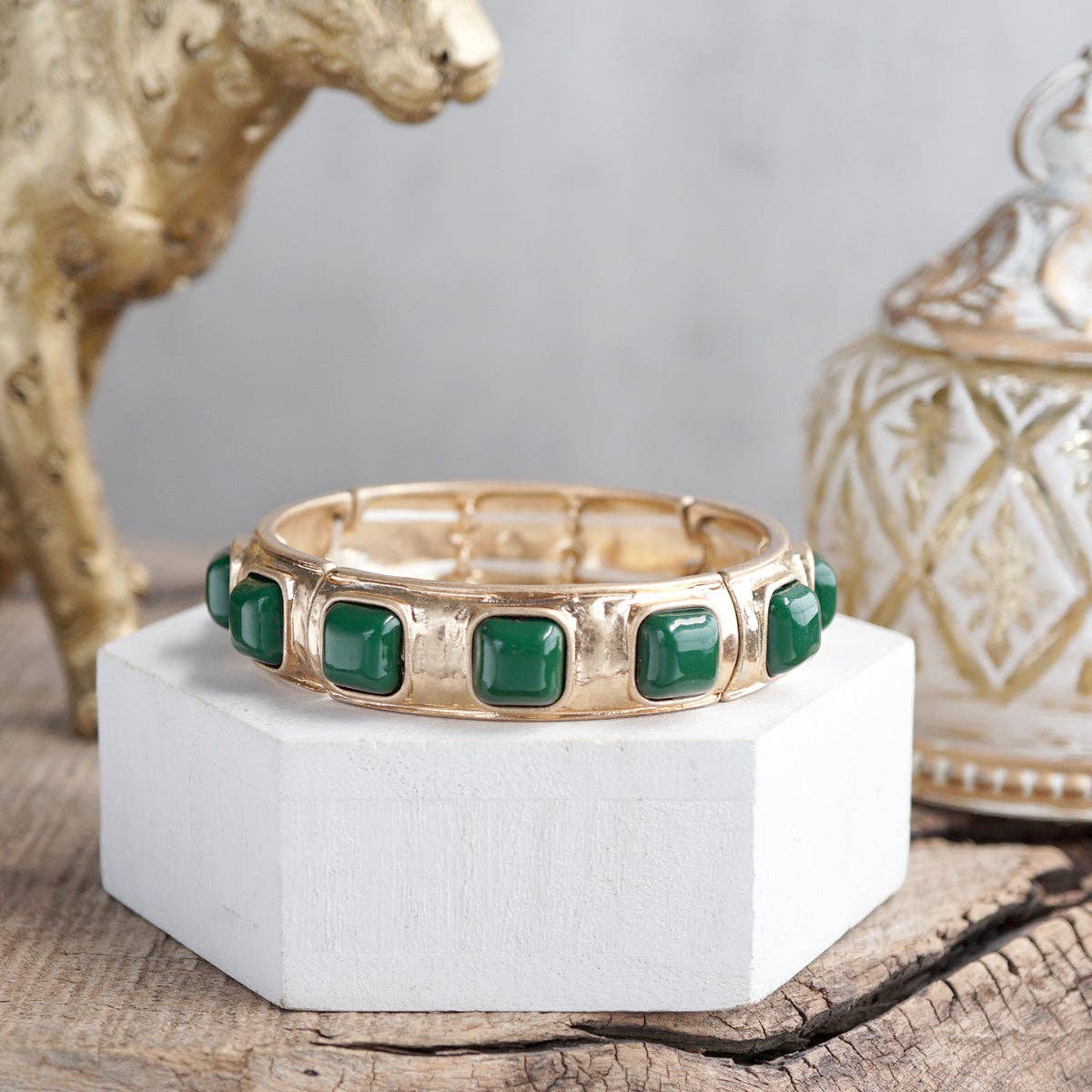 Eternal Glow – Eternity Stretchy Bangle with Cabochons or Pearls: Pearl