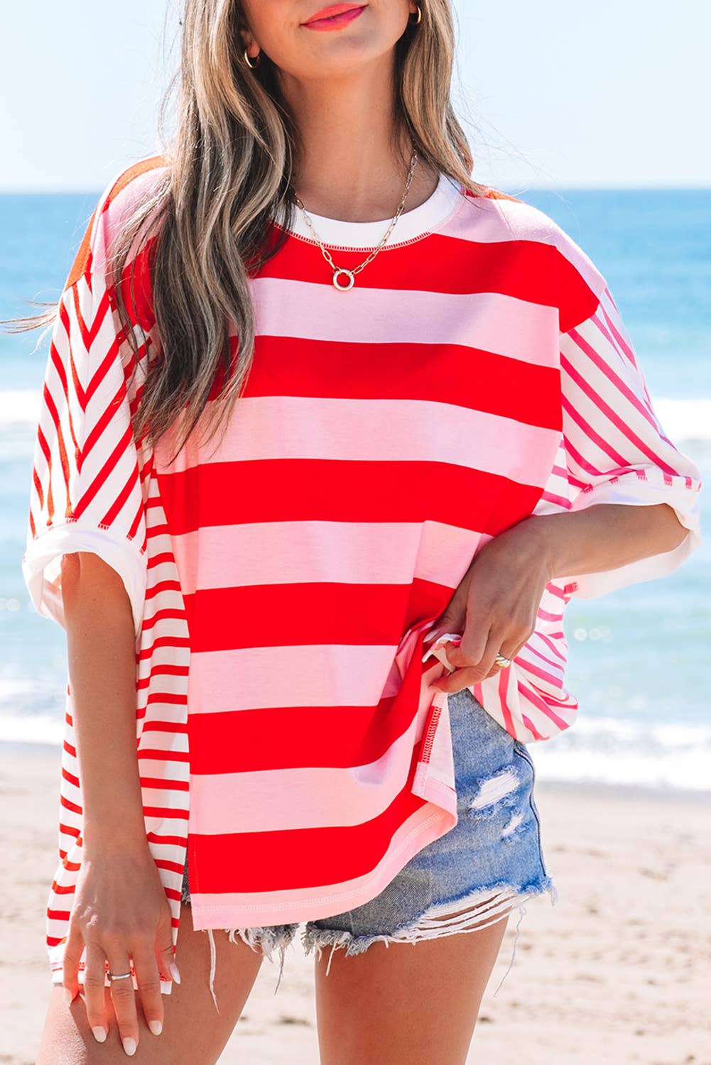 Patchwork  Pink Stripe Top