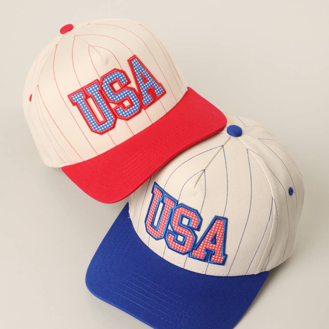 USA Gingham Letter Patch Trucker Hat