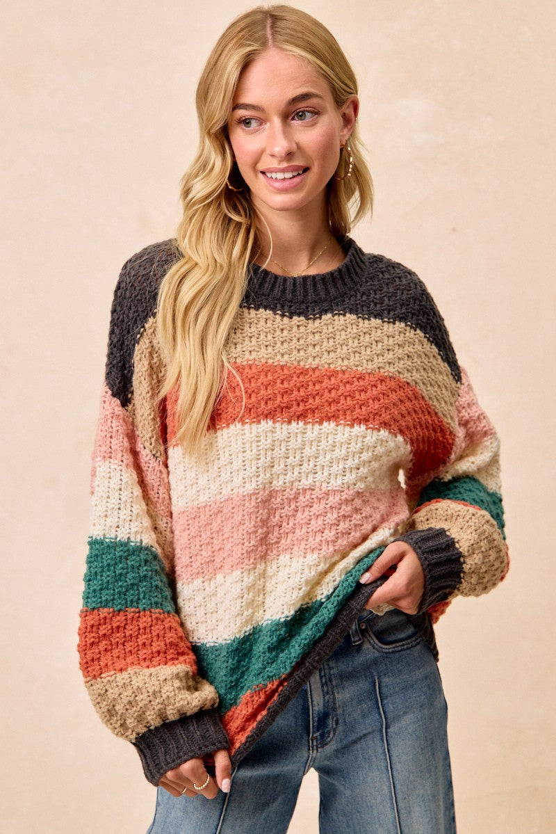 Stripes Colorful Chunky Sweater