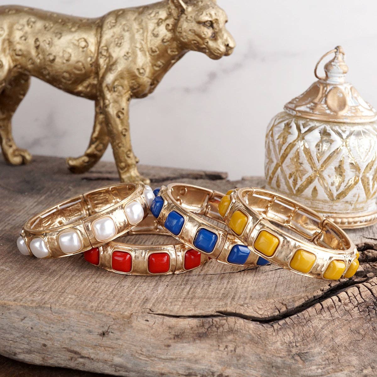 Eternal Glow – Eternity Stretchy Bangle with Cabochons or Pearls: Pearl