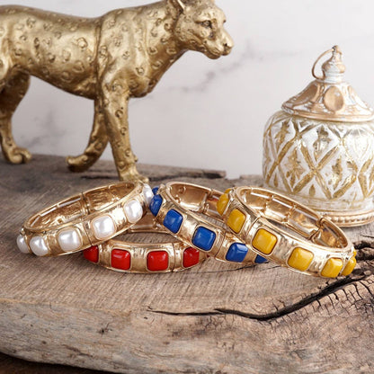 Eternal Glow – Eternity Stretchy Bangle with Cabochons or Pearls: Pearl