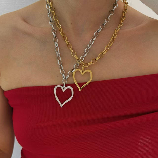 18K STAINLESS STEEL TARNISH FREE HEART NECKLACE