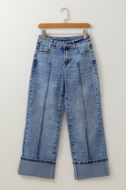 Myosotis Center Seam Straight High Waist Jeans