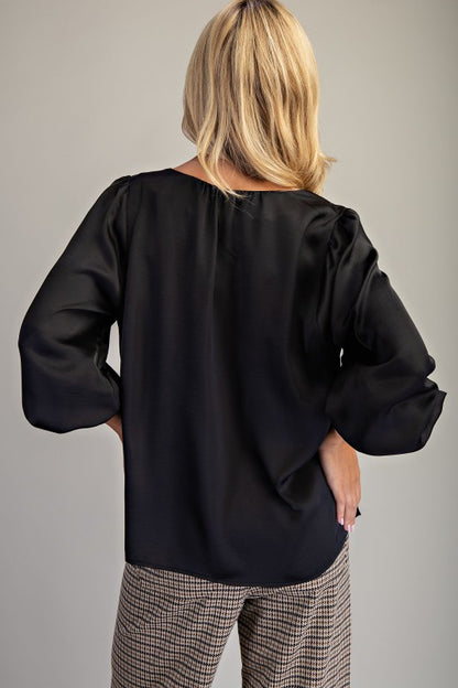 Satin V Neck Blouse
