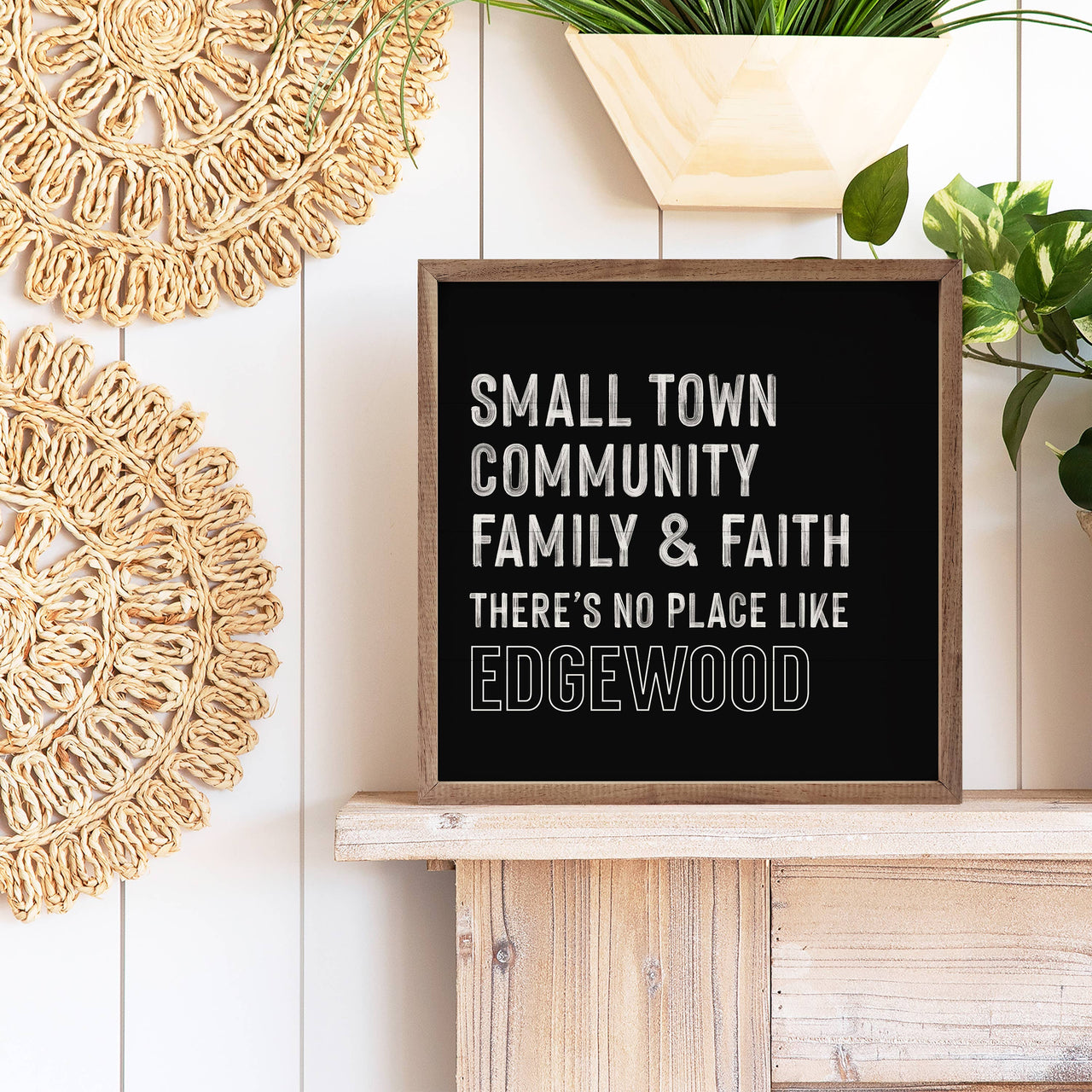 Personalized Town Small Town Black: 12 x 12 x 1.5