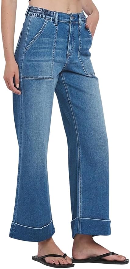 Kris Baggy Wide Leg Cropped Stretch Jean