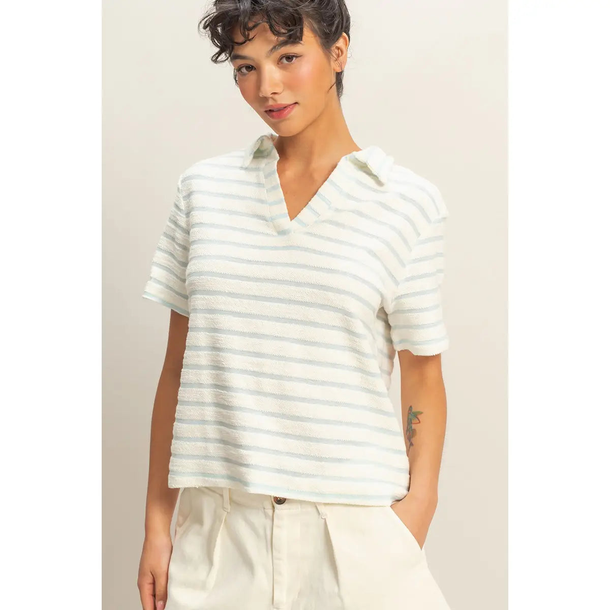 Sage Striped Polo