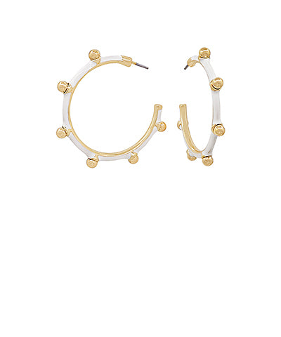 Dotted White and Gold Hoops
