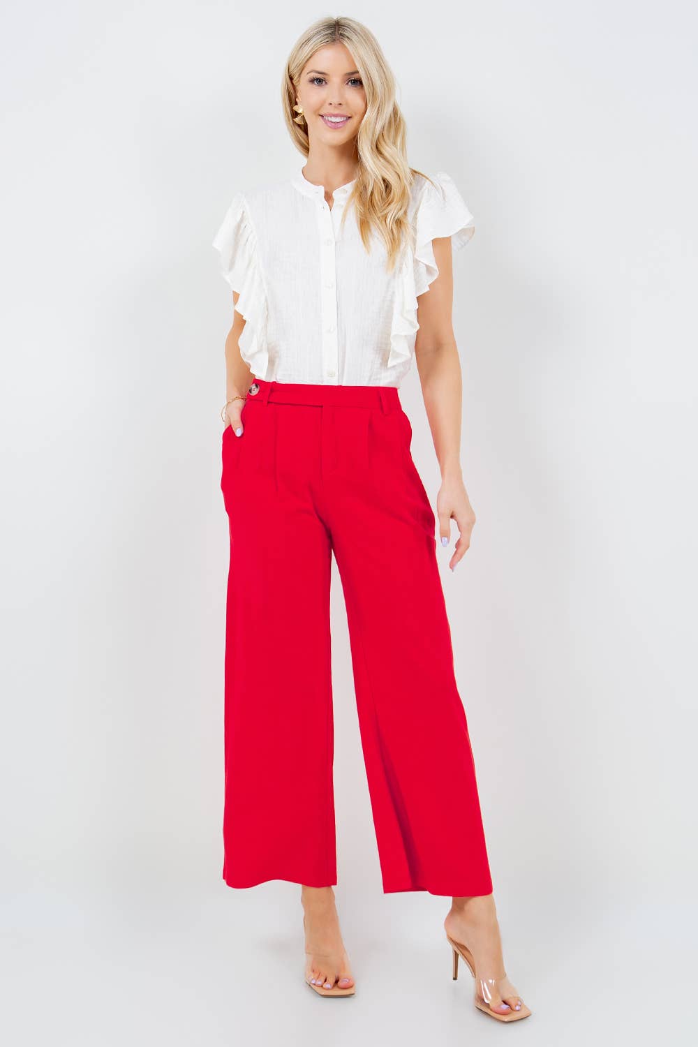 Red Cropped Pants