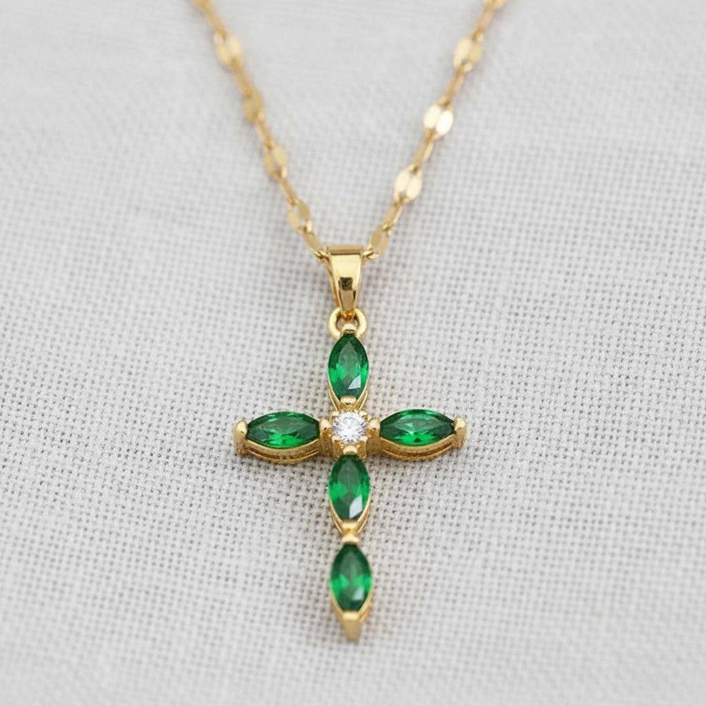 Titanium Cross Necklace with Full Crystal Design