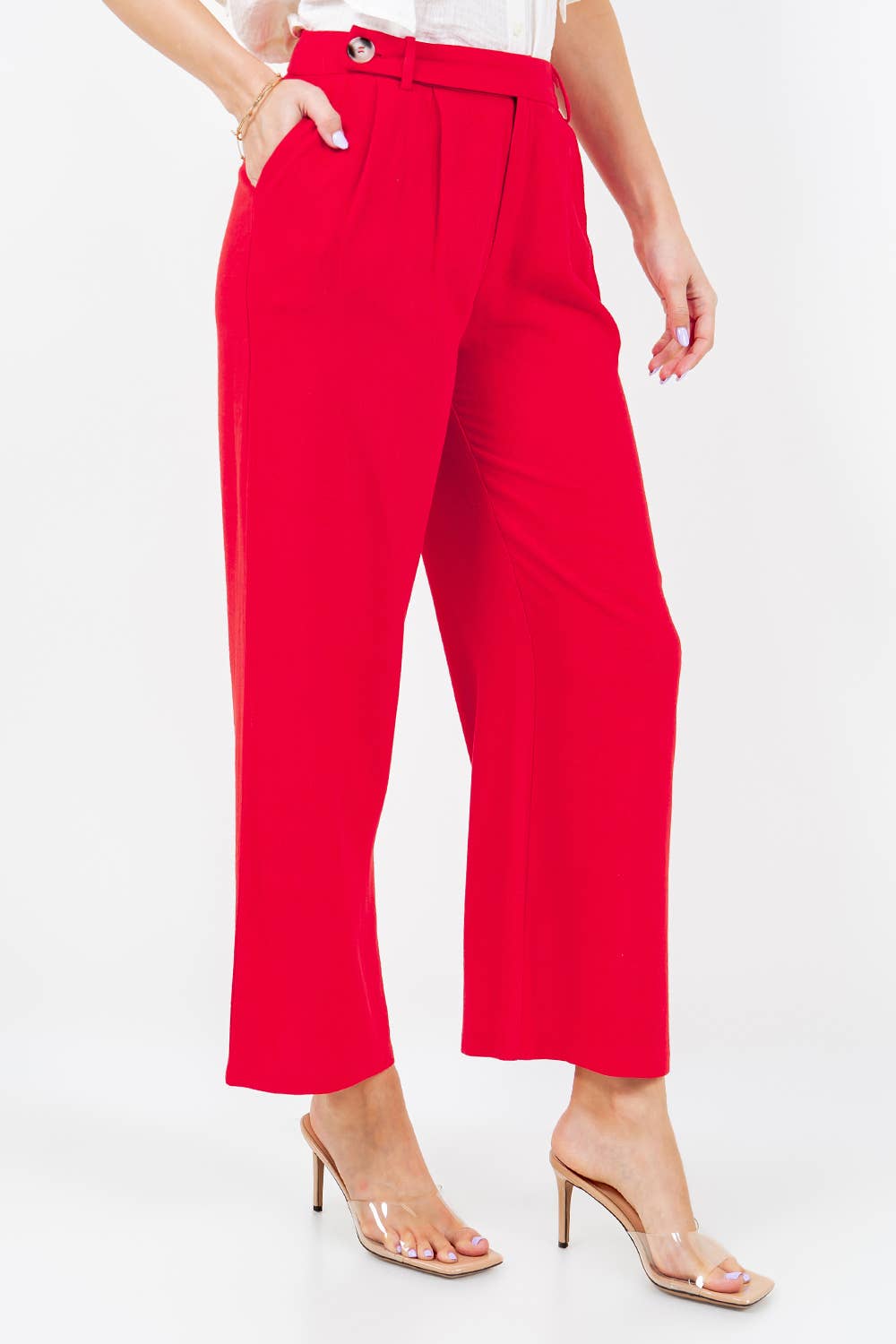 Red Cropped Pants