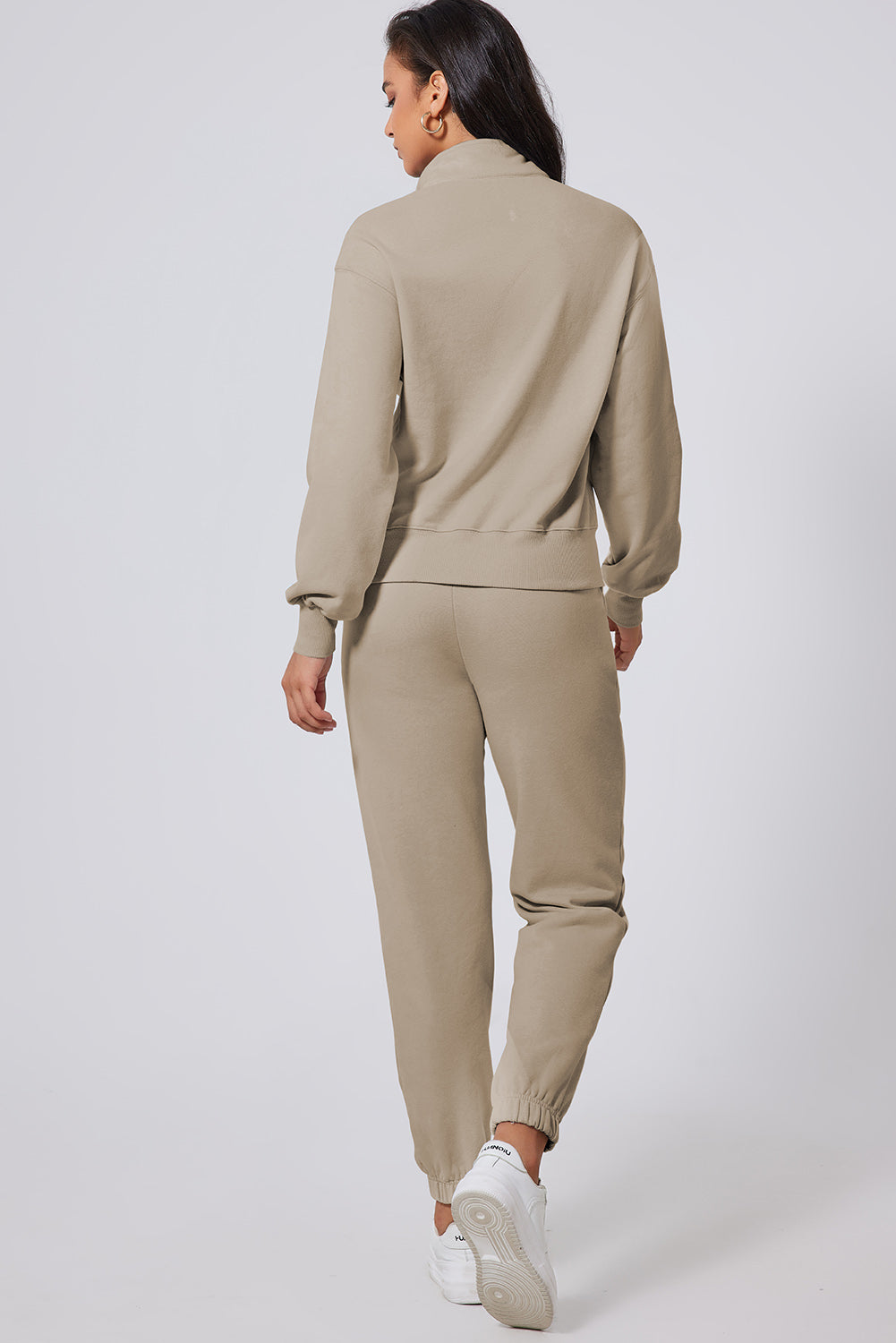 Parchment Half Zip up Pullover Active Top and Joggers Set