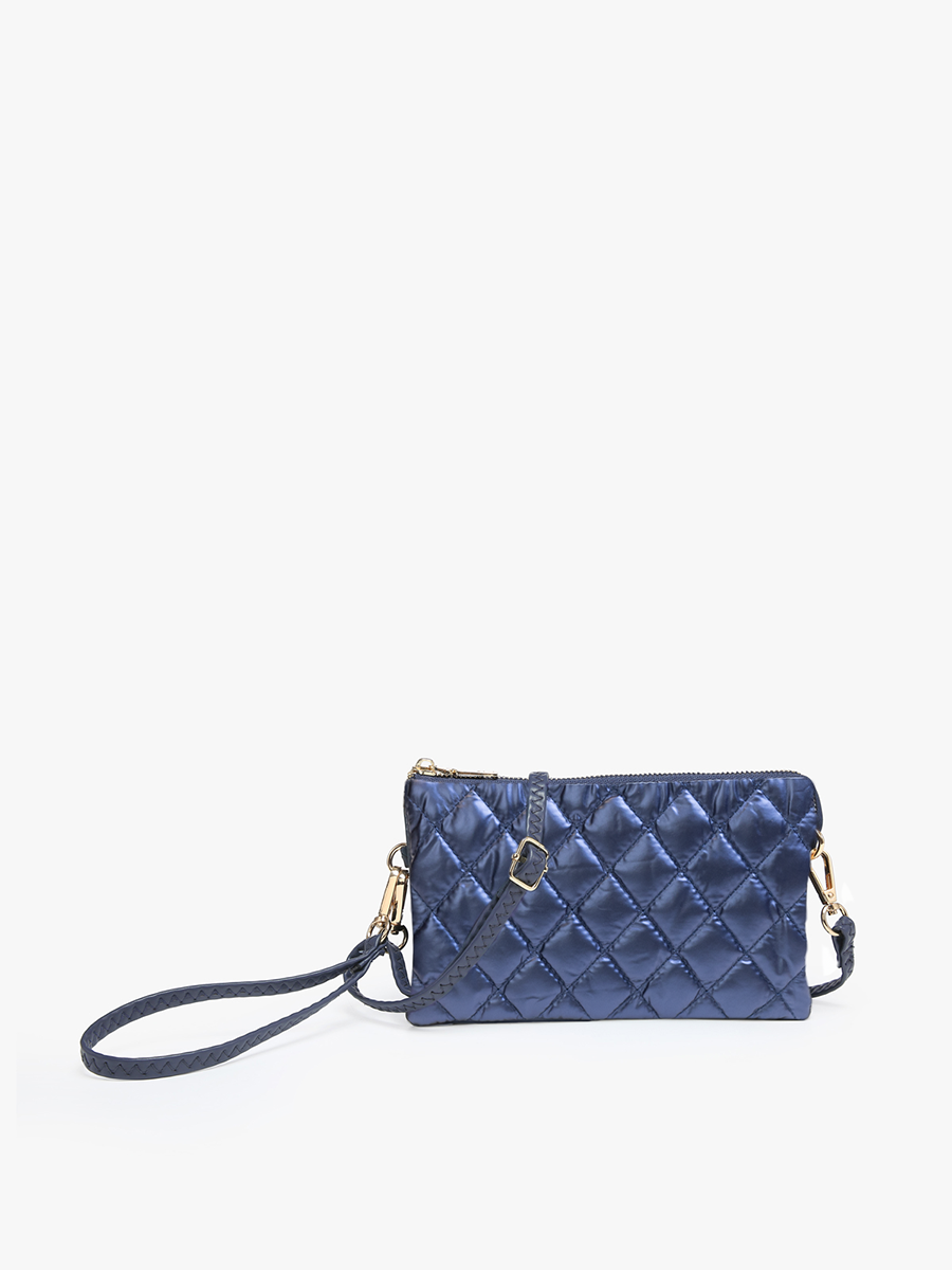 M013PFR Riley Puffer 3 Compartment Crossbody/Wristlet: Navy