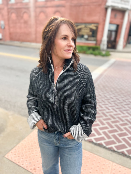 Zipper Knit Sweatshirt