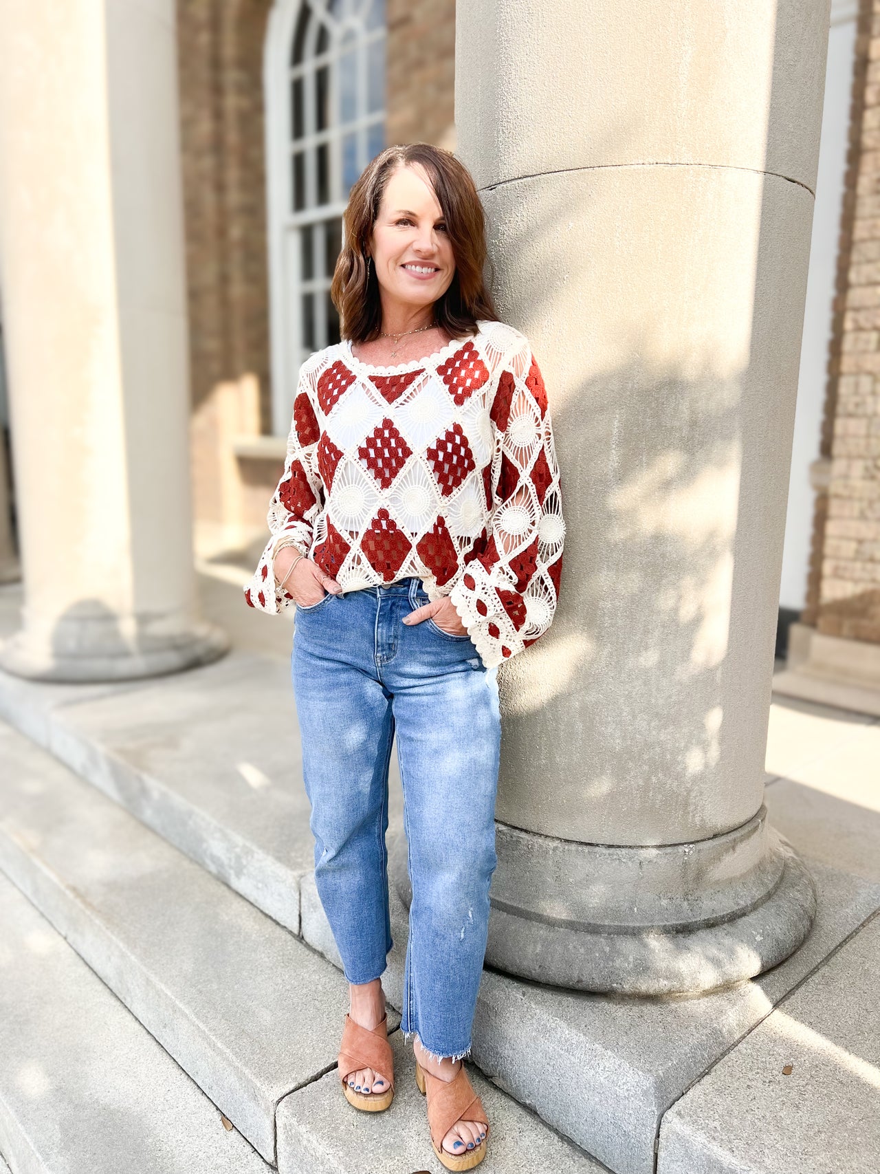 Diamond Crochet Knit Top