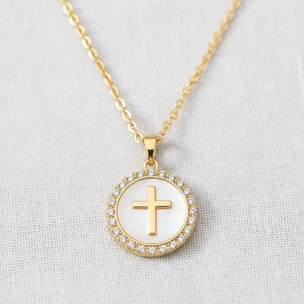 Round Cross Crystal Necklace