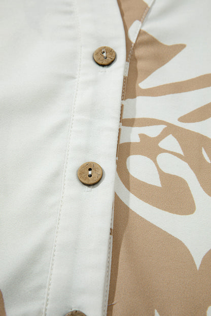 PLUS SIZE Khaki Abstract Print Ruffle Sleeve Tiered A-line Long Dress