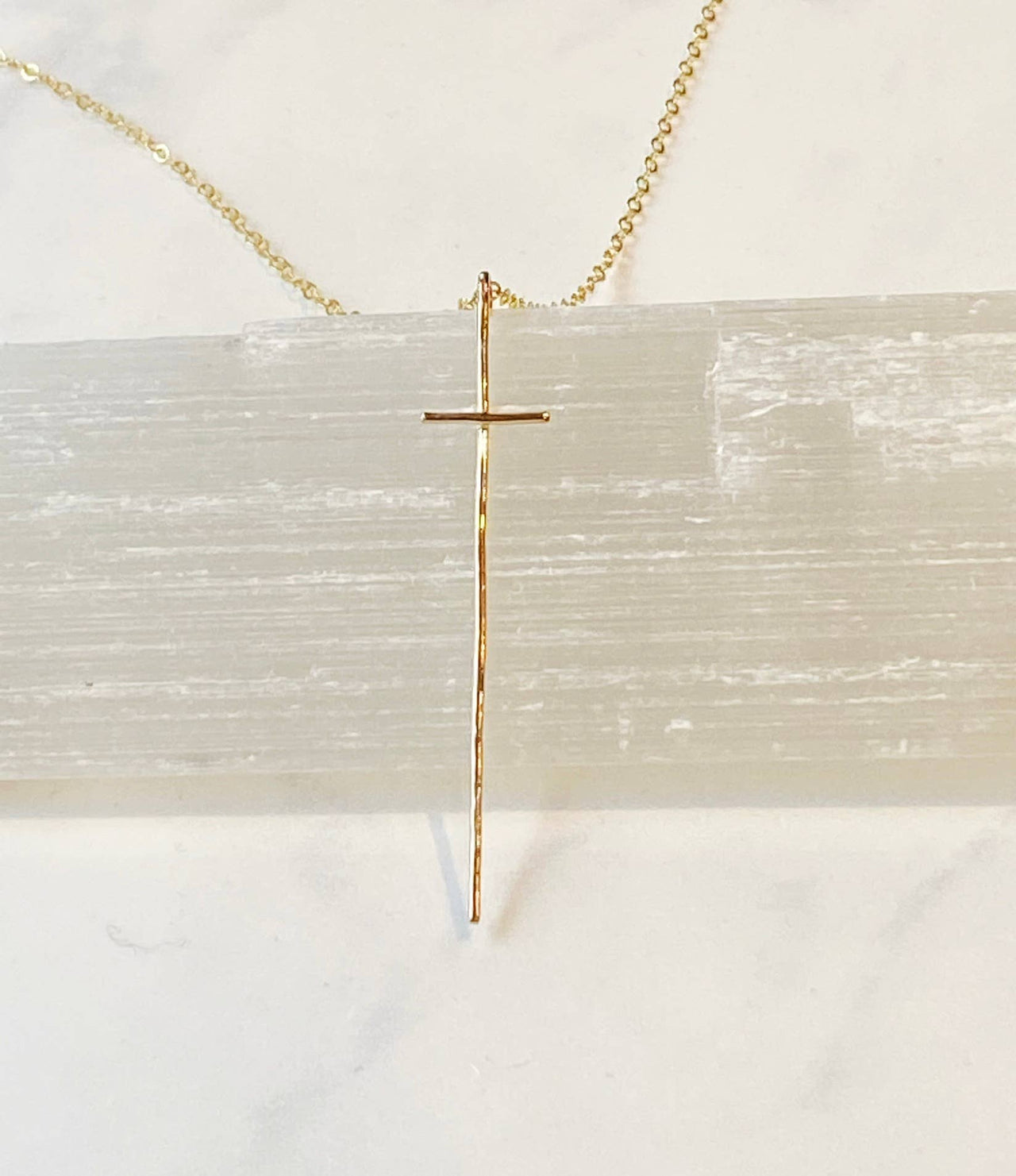 Modern cross necklace-14kt gold filled