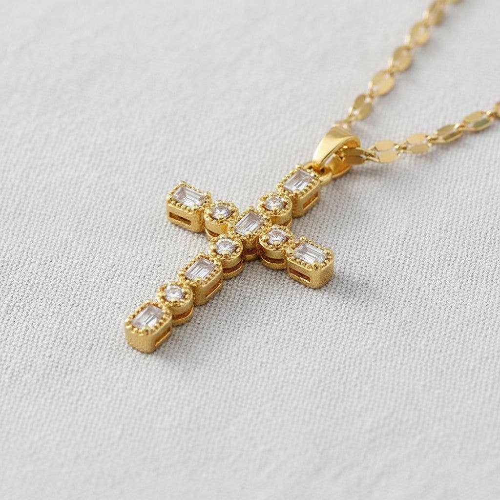 Zirconia Cross Pendant Necklace