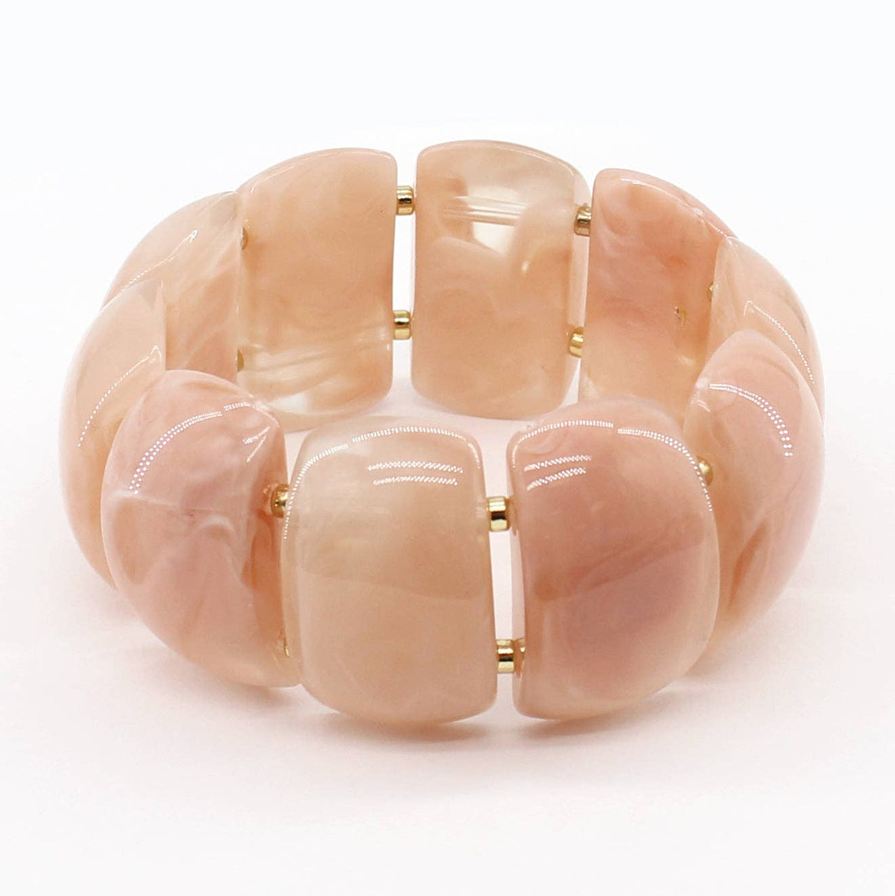 Pink Resin Marbled 1" Wide Stretch Bracelet