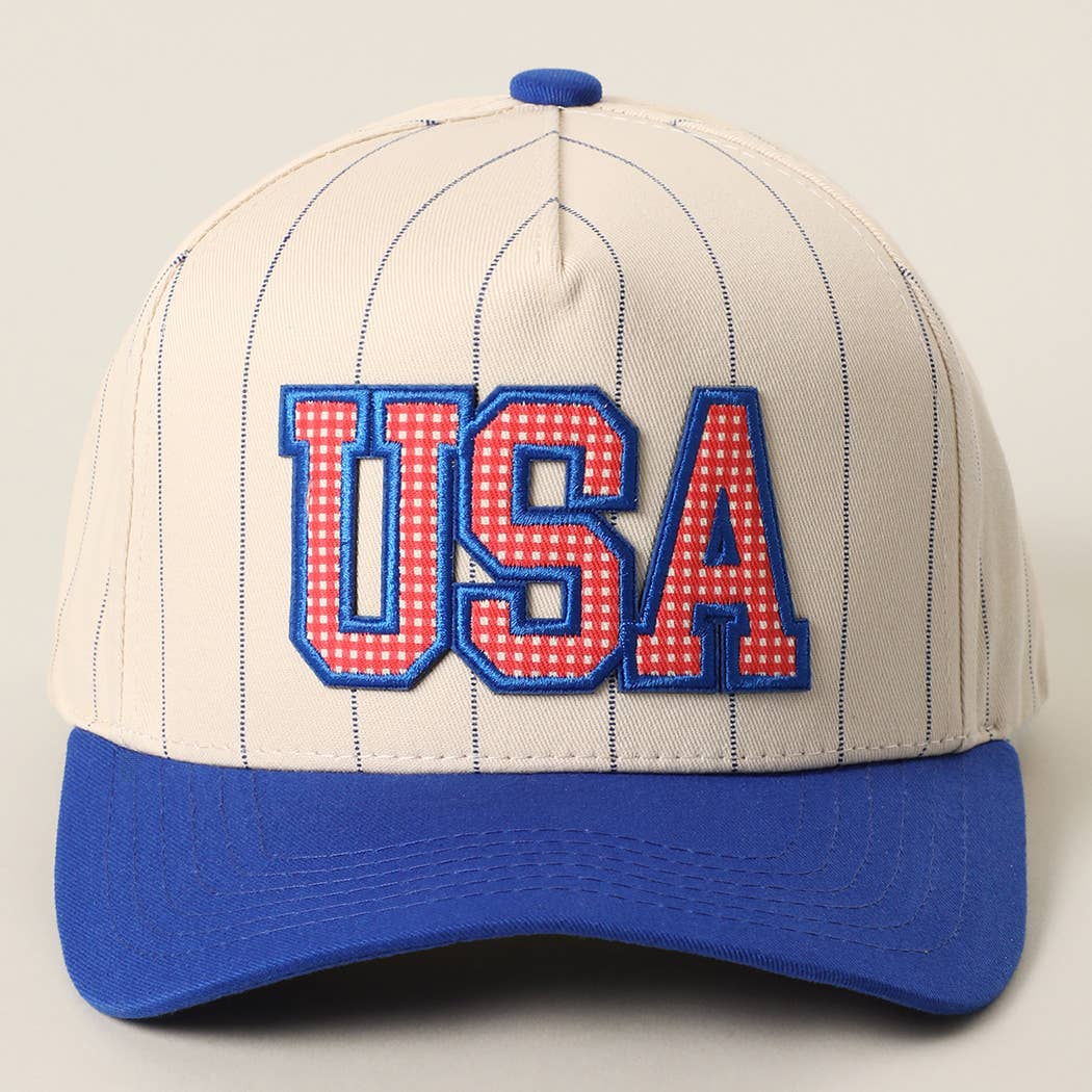 USA Gingham Letter Patch Trucker Hat