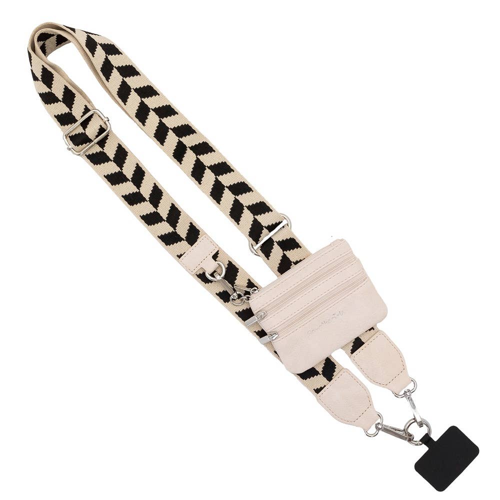 Clip & Go Strap w/Zippered Pouch Chevron: Navy/Cream Chevron