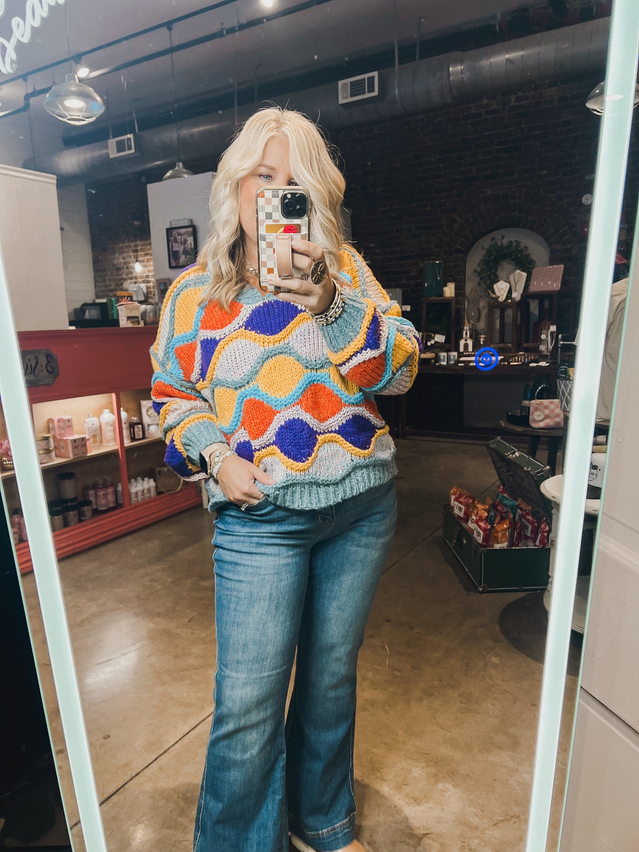 V-Neck Colorful Sweater