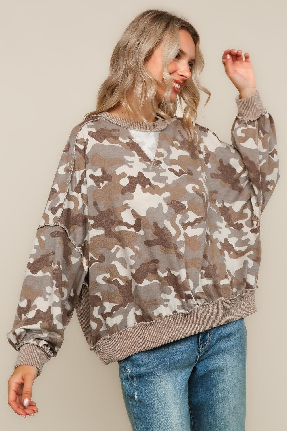 Camo Knit Top