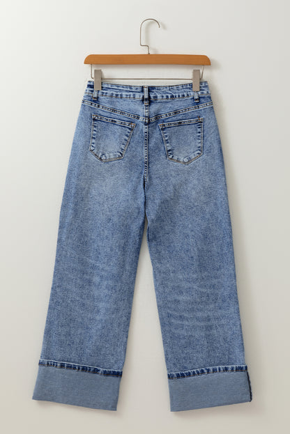 Myosotis Center Seam Straight High Waist Jeans
