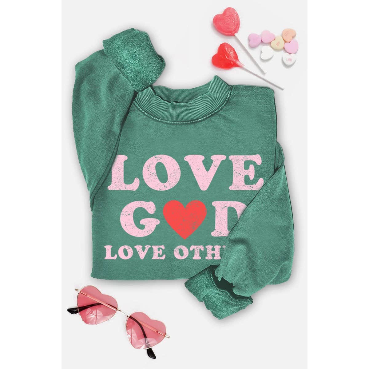 LOVE GOD LOVE OTHERS MINERAL GRAPHIC SWEATSHIRTS