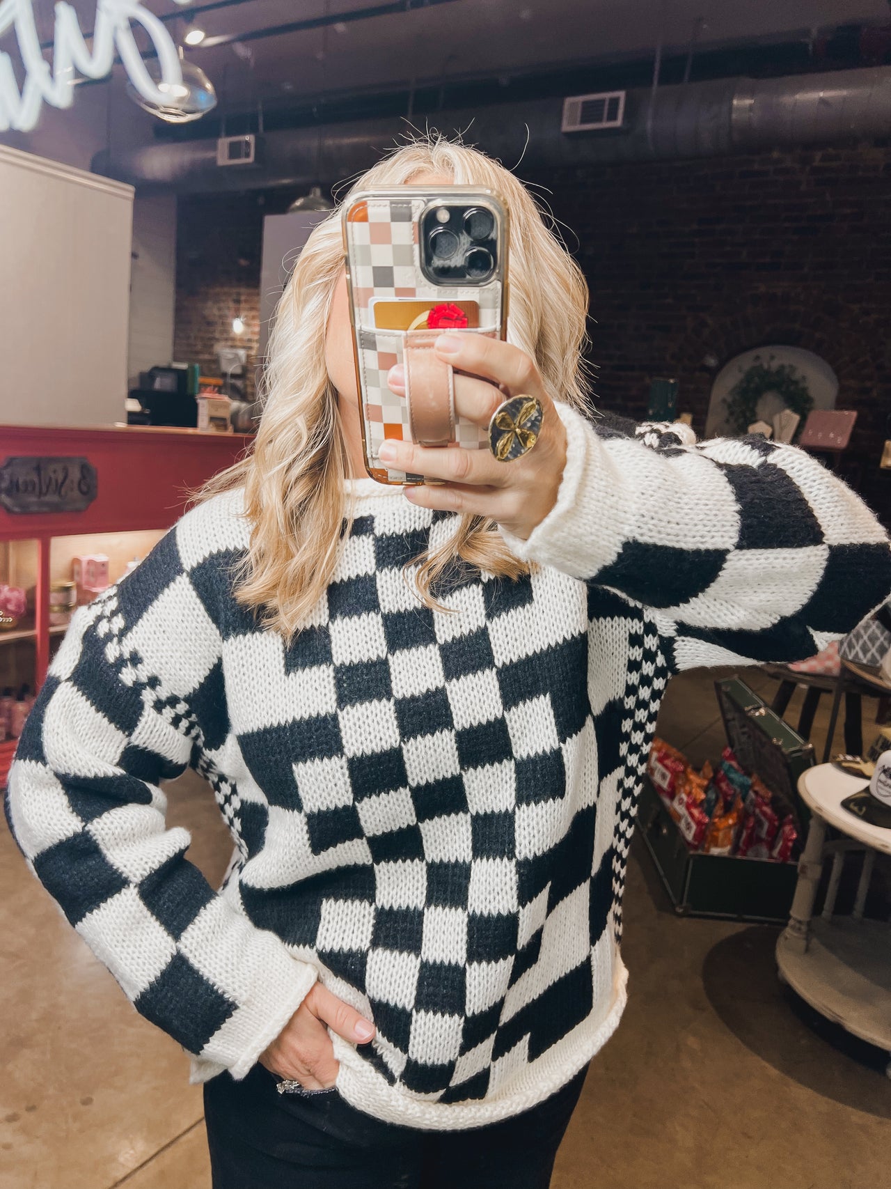 Vintage Checkered Sweater