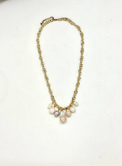 Necklace Baroque&Asst.Freshwater Pearls,Gold Link 18”w/2”ext