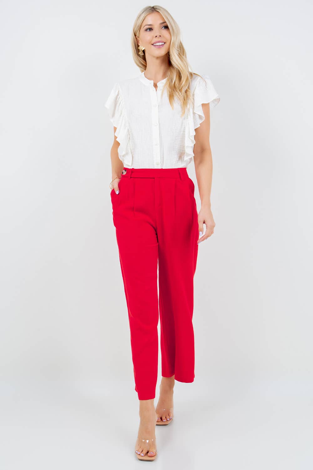 Red Cropped Pants