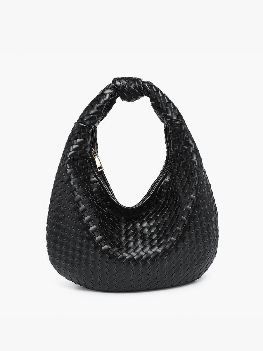 M2522 Valentina Woven Hobo w/ Knotted Handle: Black