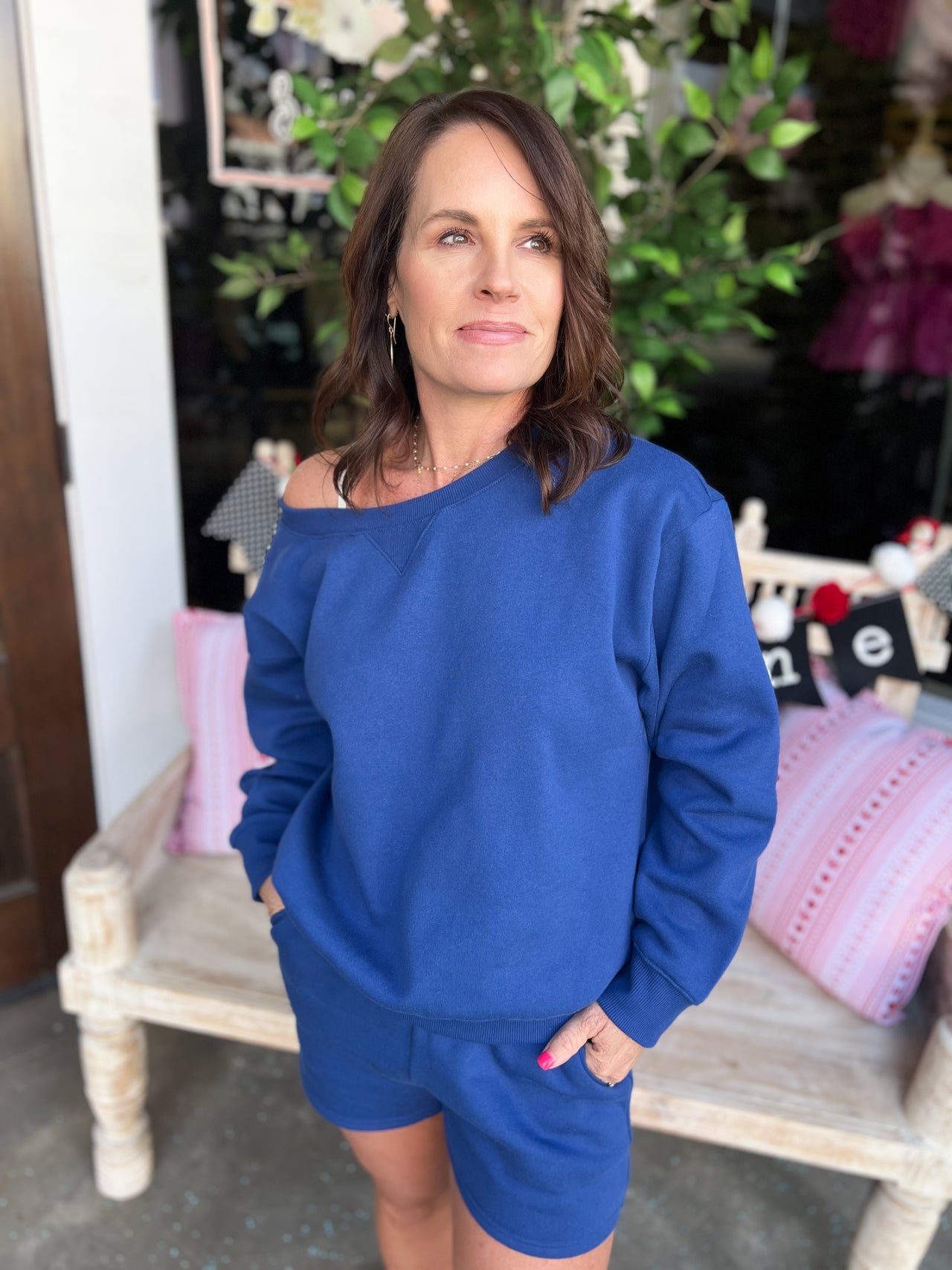 Fleece Boatneck Short Set