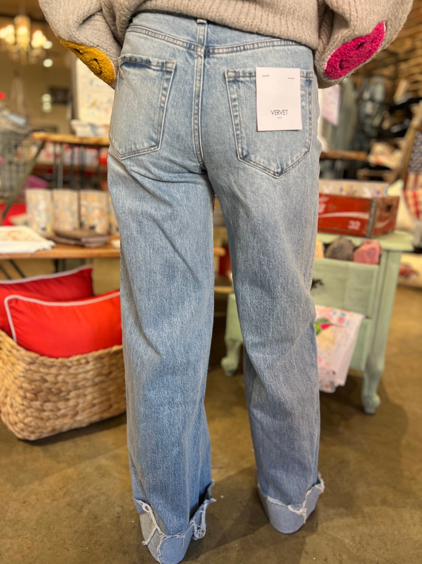 High Rise Cuffed Baggy Wide Leg