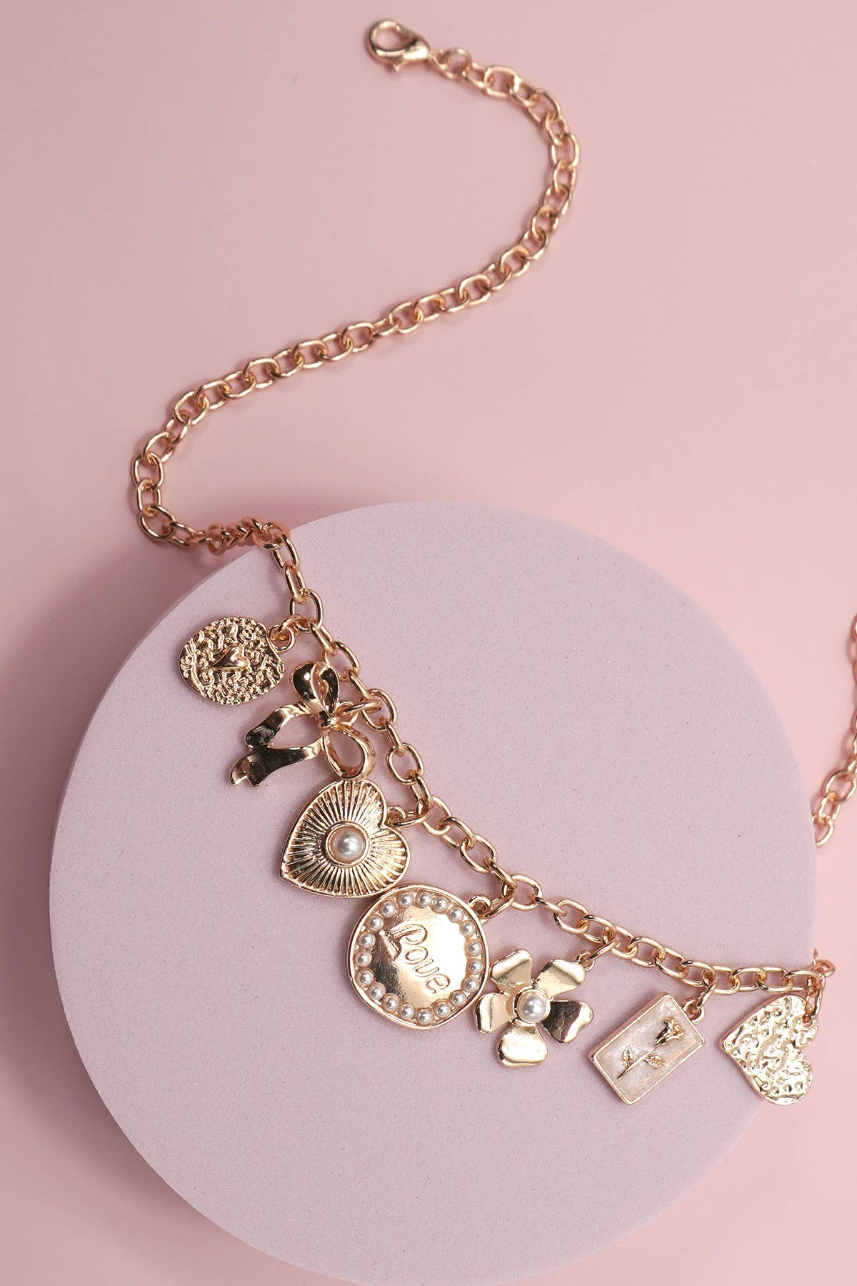 CHARM NECKLACE-BOW LOVE FLOWER HEART