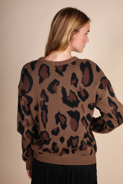 LEOPARD ROUND NECK SWEATER