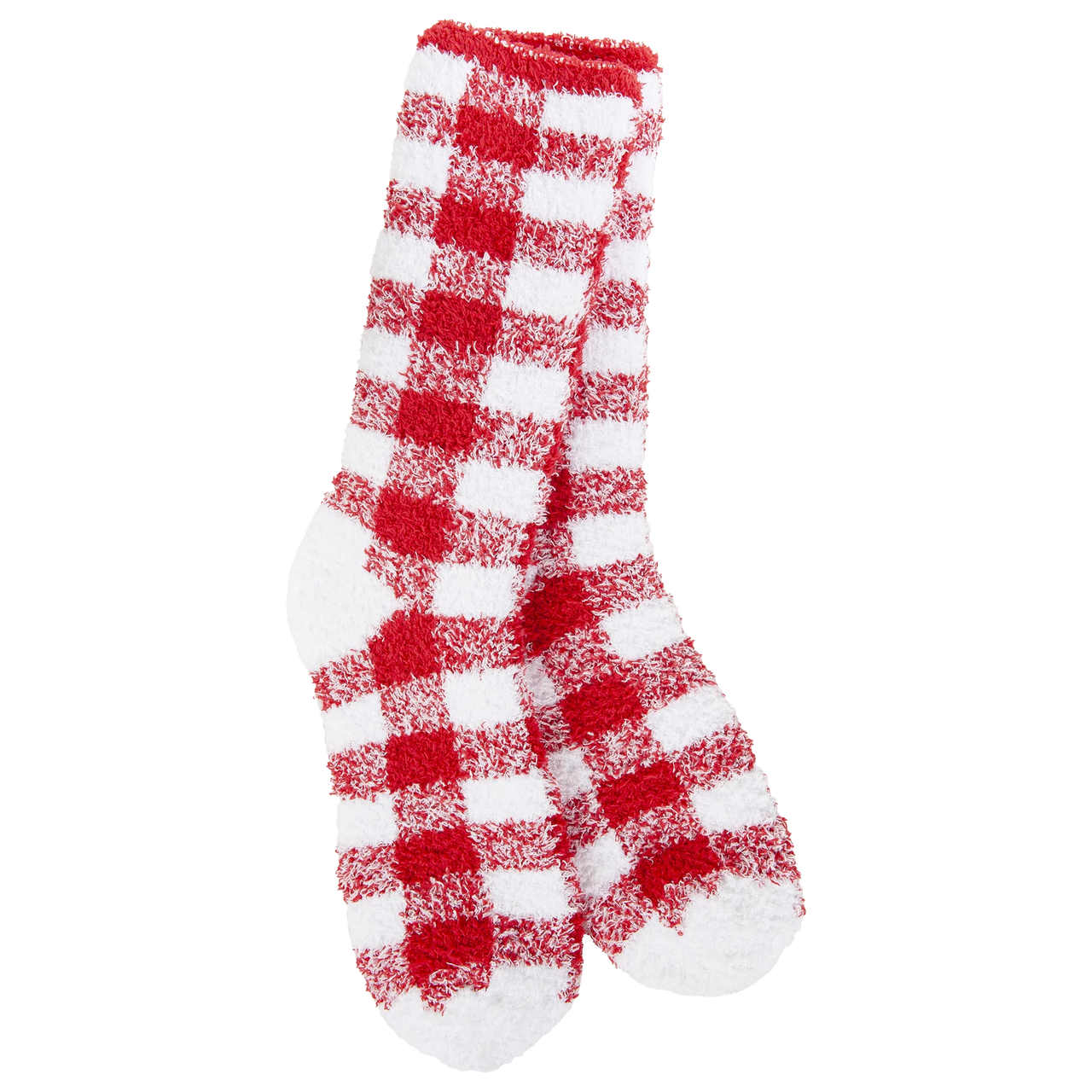 Fireside Cozy Plaid Crew Crimson/White